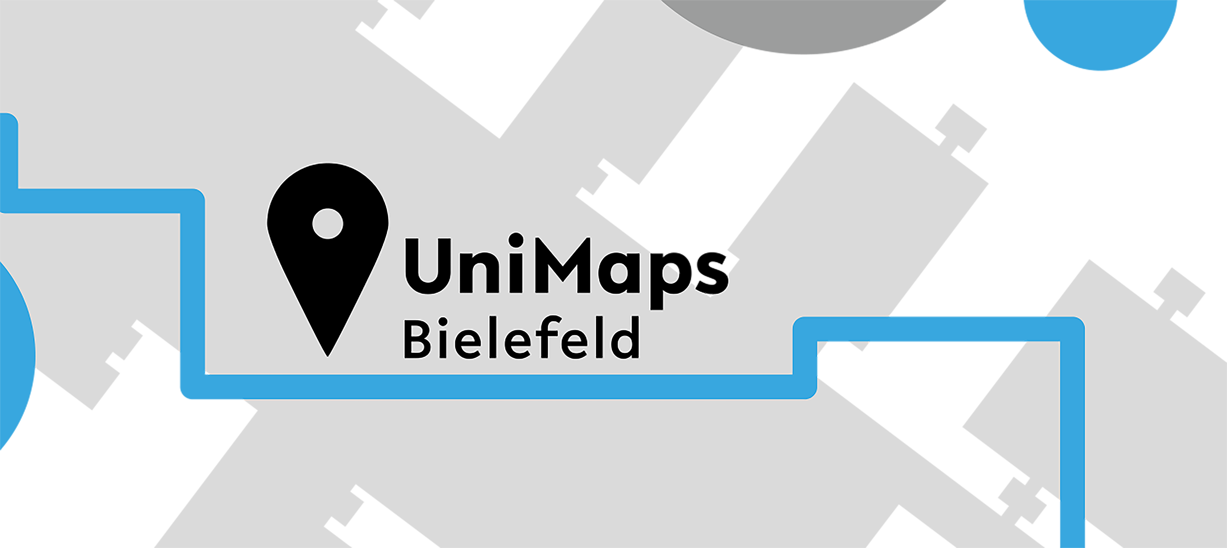 eine grafische Darstellung des UniMaps-Logos auf dem Lageplan der Uni Bielefeld 